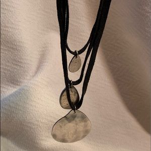 Gently used Chico’s black Rope and Silver tone Necklace, vintage